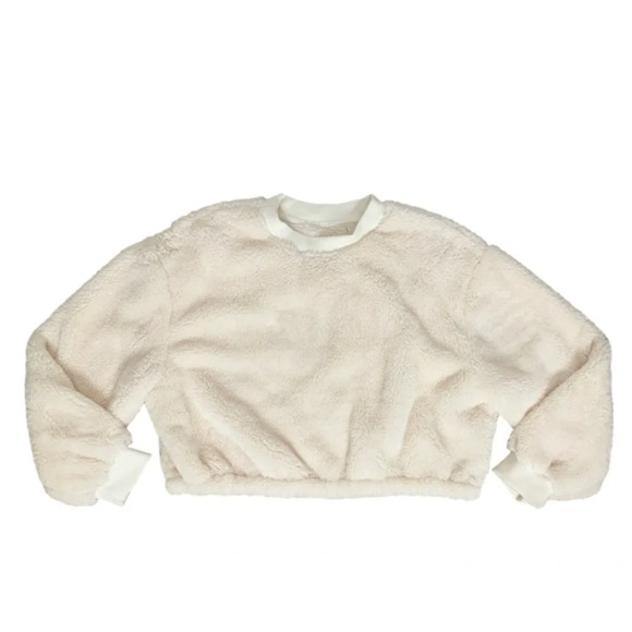 Apparis Sherling Sherpa Teddy Sweater Cropped Crew neck Boxy Fit Cream medium - Picture 1 of 8